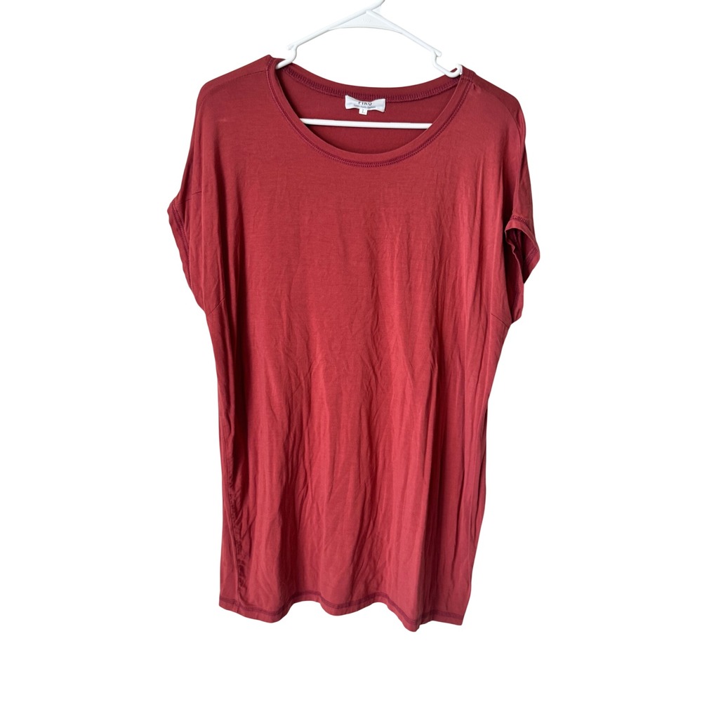 Piko Green Earth Fashion Womens Large Red Oversized Short Sleeve Crew Neck Top